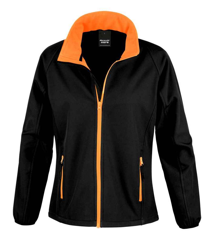 Result Core Ladies Printable Softshell Jacket - Black/orange