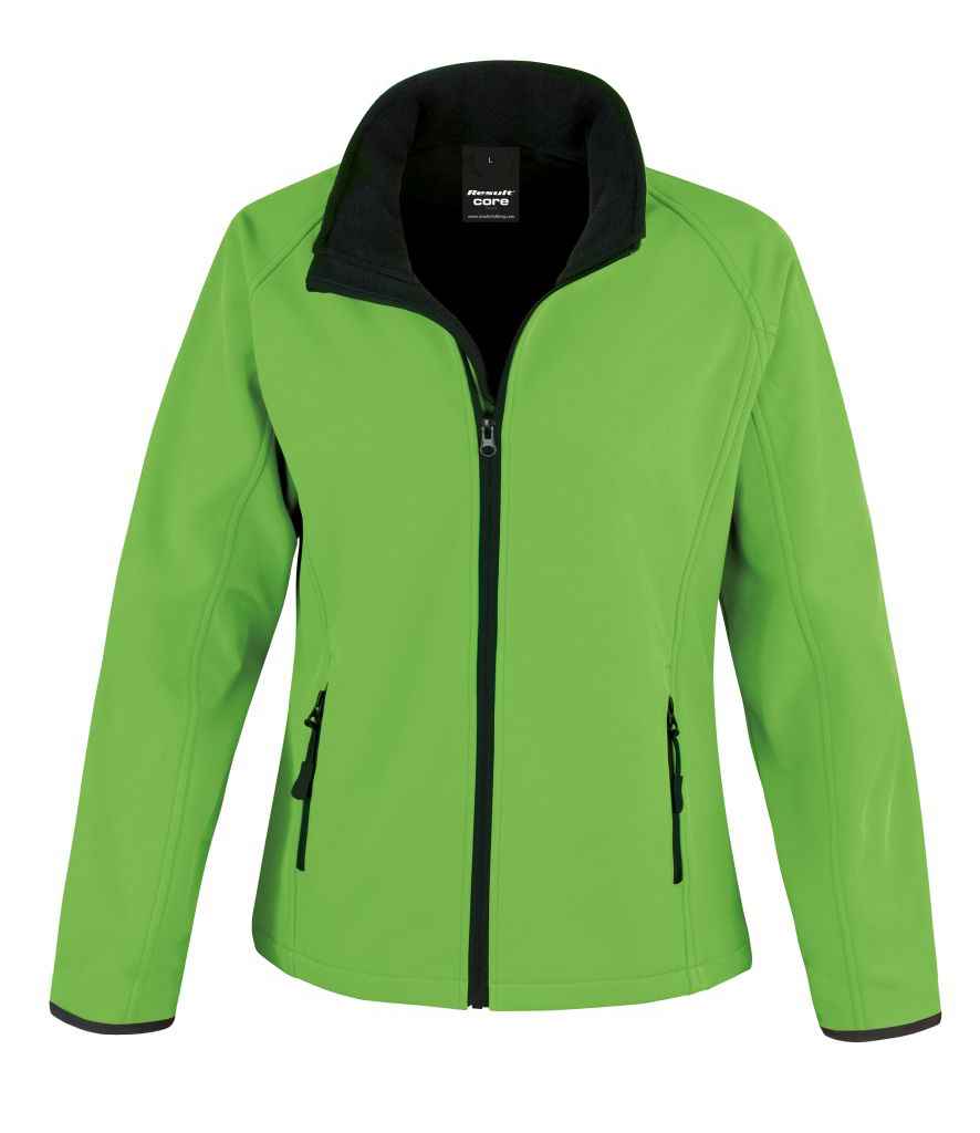 Result Core Ladies Printable Softshell Jacket - Vivid green/blk